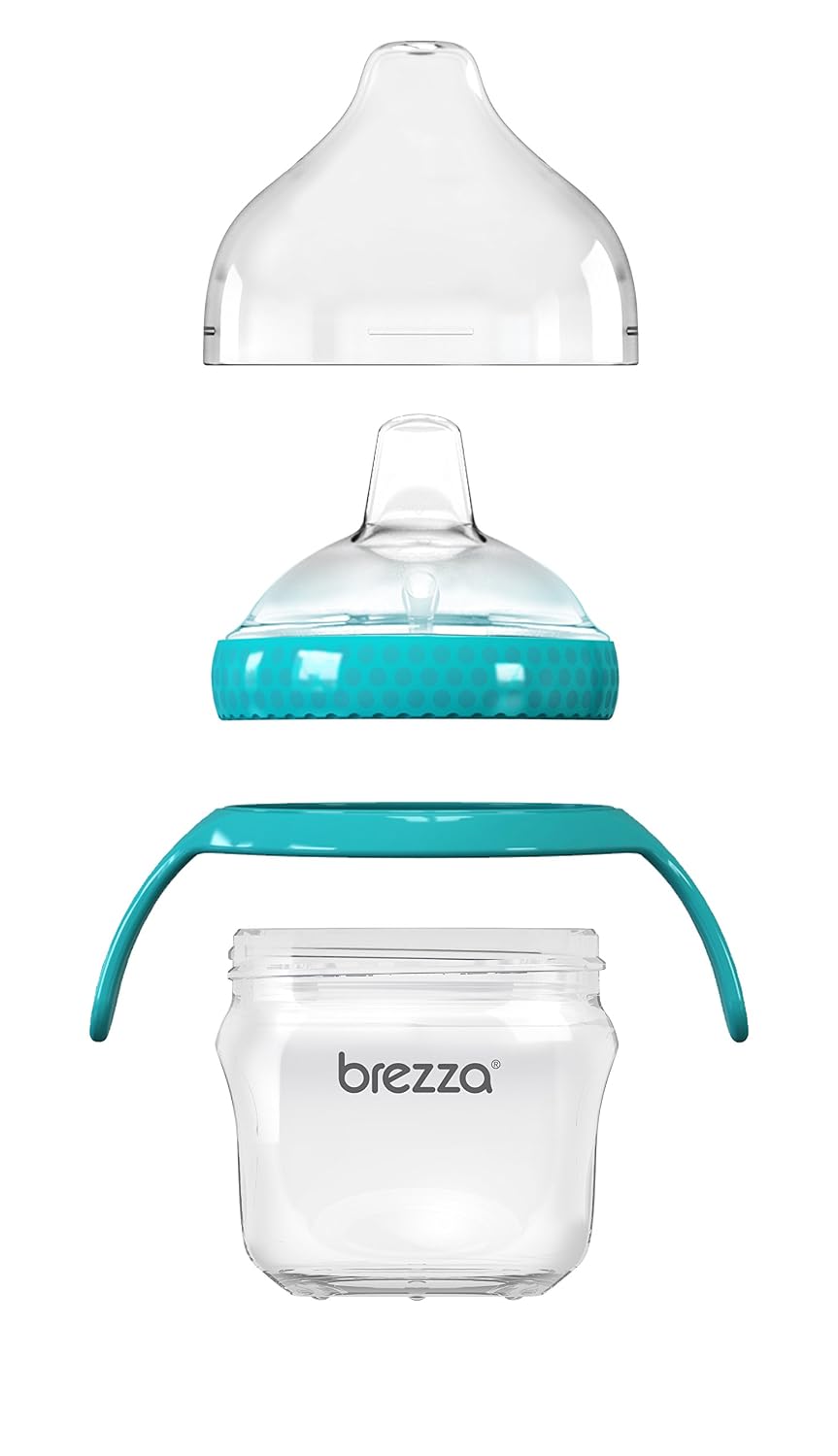 Baby Brezza Transition Sippy Cup with Handles - Leak & Spill Proof - Soft Silicone Spout, BPA Free, Wide Mouth for Easy Cleaning - Great Transitional Cup for Infants and Toddlers – 5 Ounce - Blue