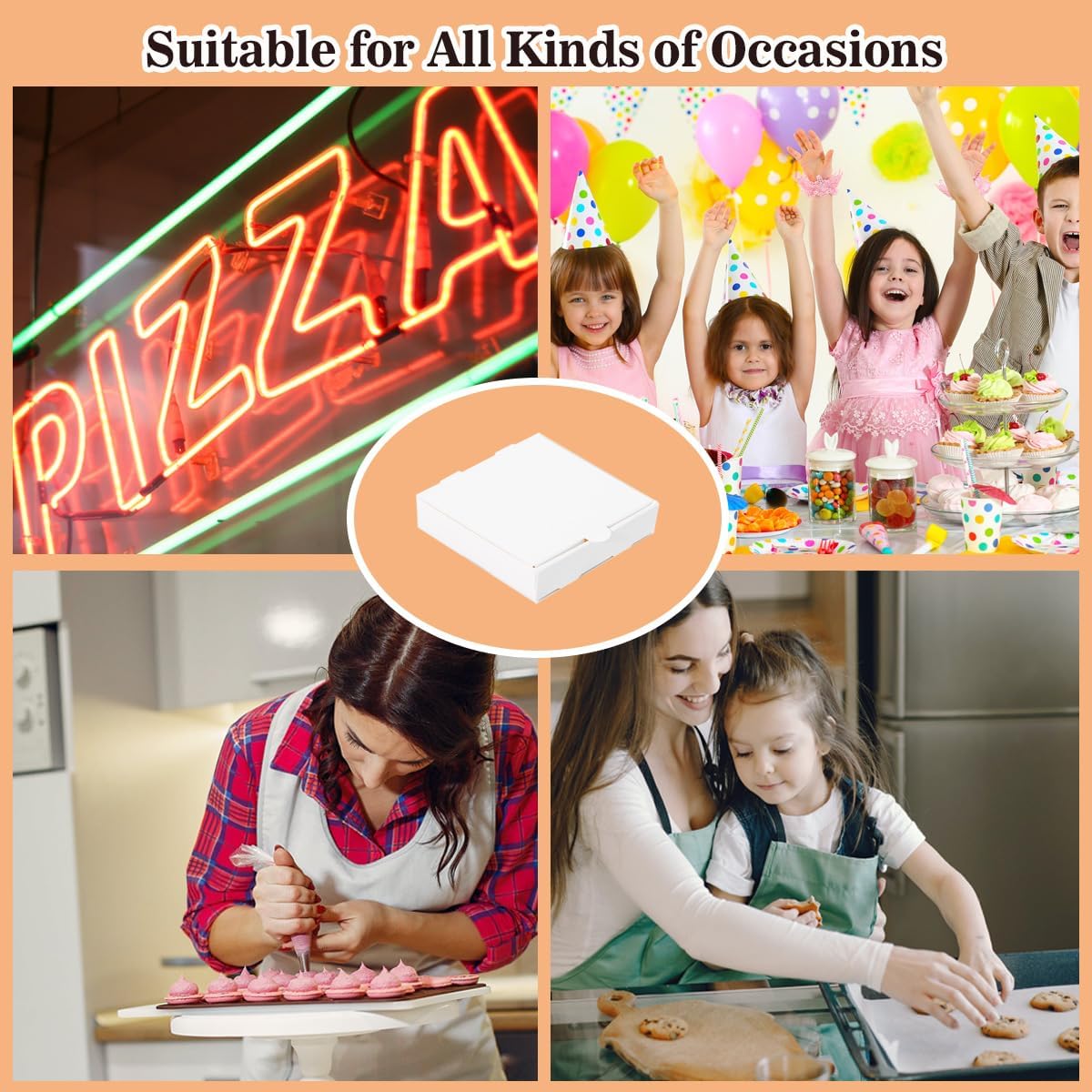 5 Inch Thin Mini Pizza Boxes,100 Pack Small White Pizza Boxes for Cookie,Mini Pies, Party Favors and Crafts(5x5x1 Inches)