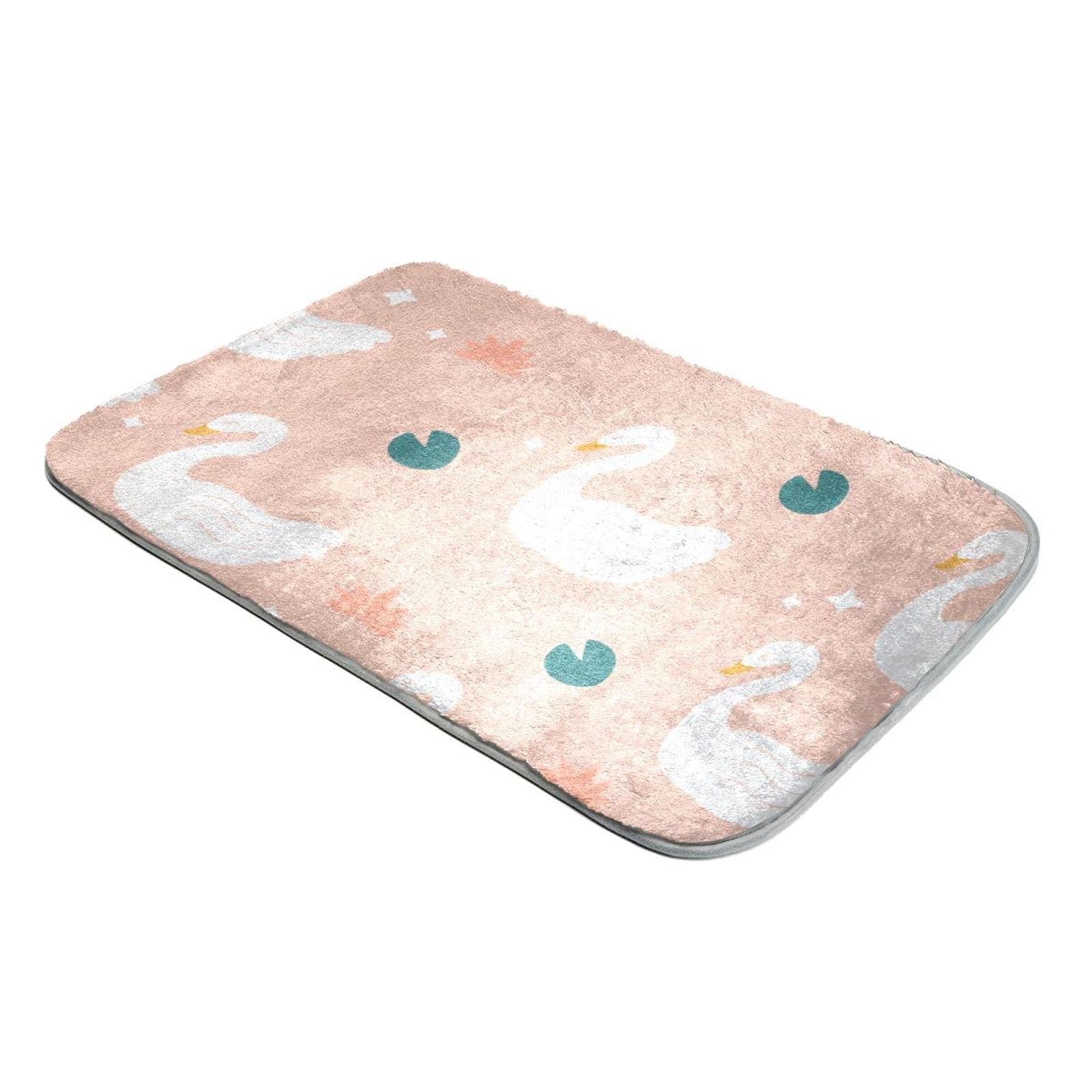 Tapis de luxe en fausse fourrure à motifs lys et cygne traditionnels