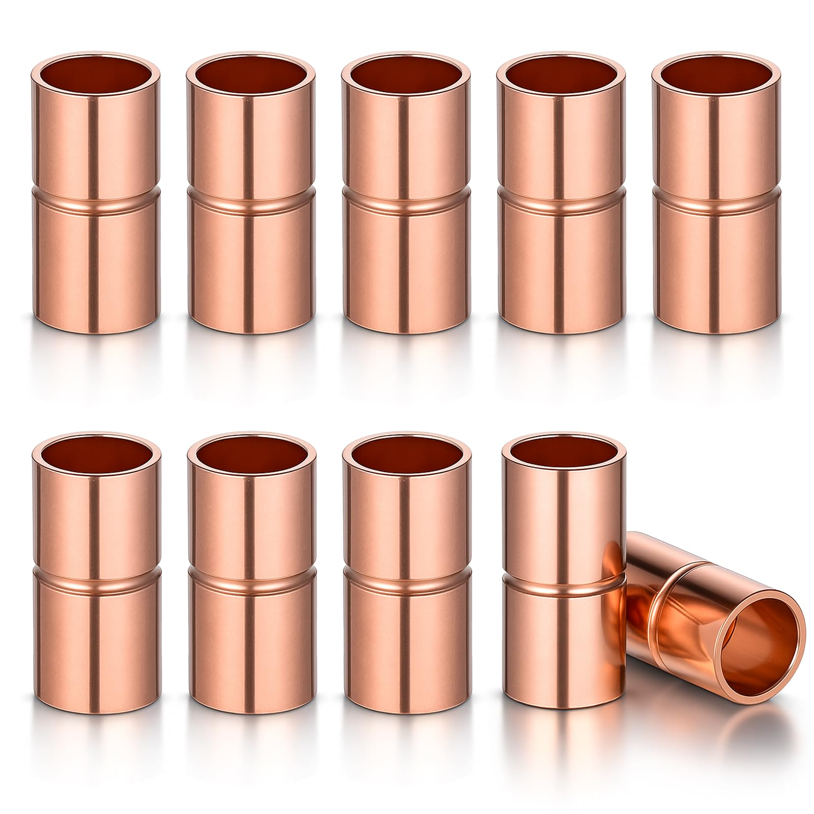 Photo 1 of 10 Pcs Straight Copper Fittings 1/4 Inch Copper Pipe Welding Joint Pipe Coupling Fittings for HVAC Air Conditioning