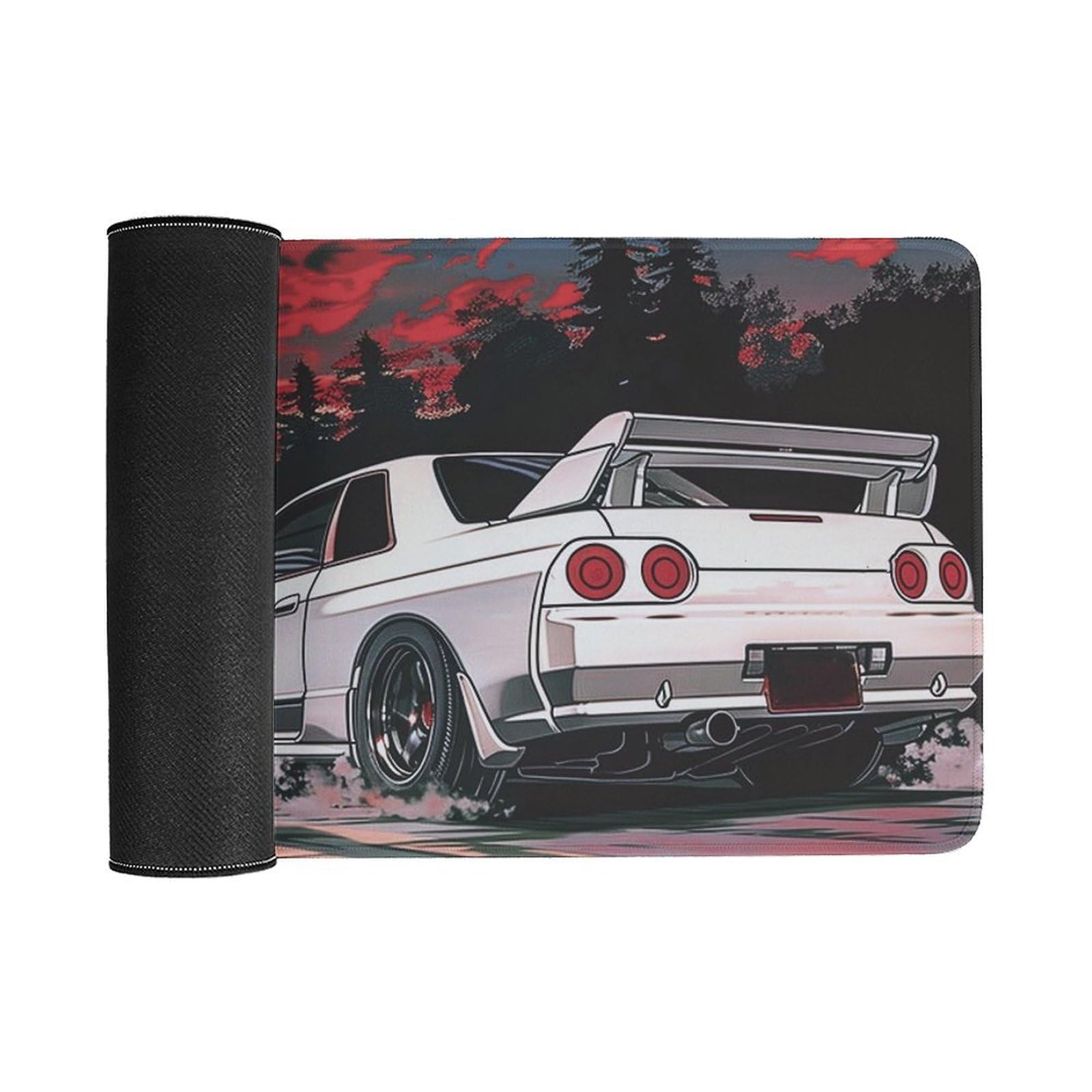 QEOPGNE - Alfombrilla De Mouse Grande Para Coche R32 Japonesa Retrowave Anime JDM Racing Car Desktop Mat Para Teclado Y Mouse Alfombrilla Antideslizante De Goma 30 X 60 Cm