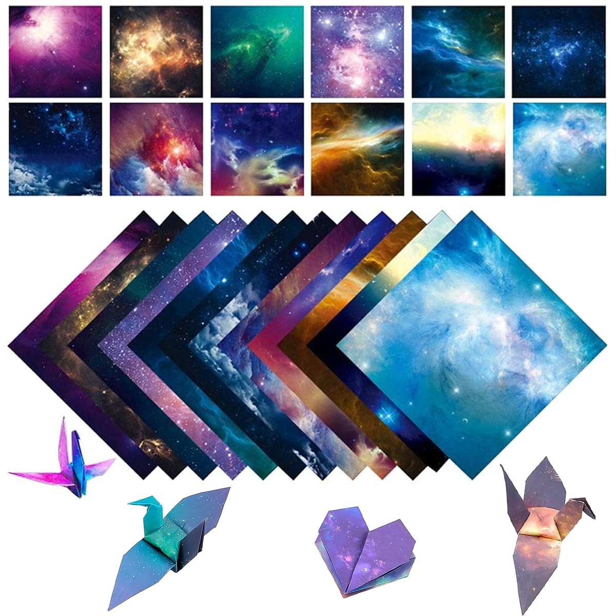 Sponsored Ad - 100 Sheets Double Sided Origami Paper for Kids & Grown-ups, 12 Vibrant Designs of Beautiful Galaxy Outer Space, Easy Folding for Scrapbook Paper Arts Crafts School, 6x6 inch