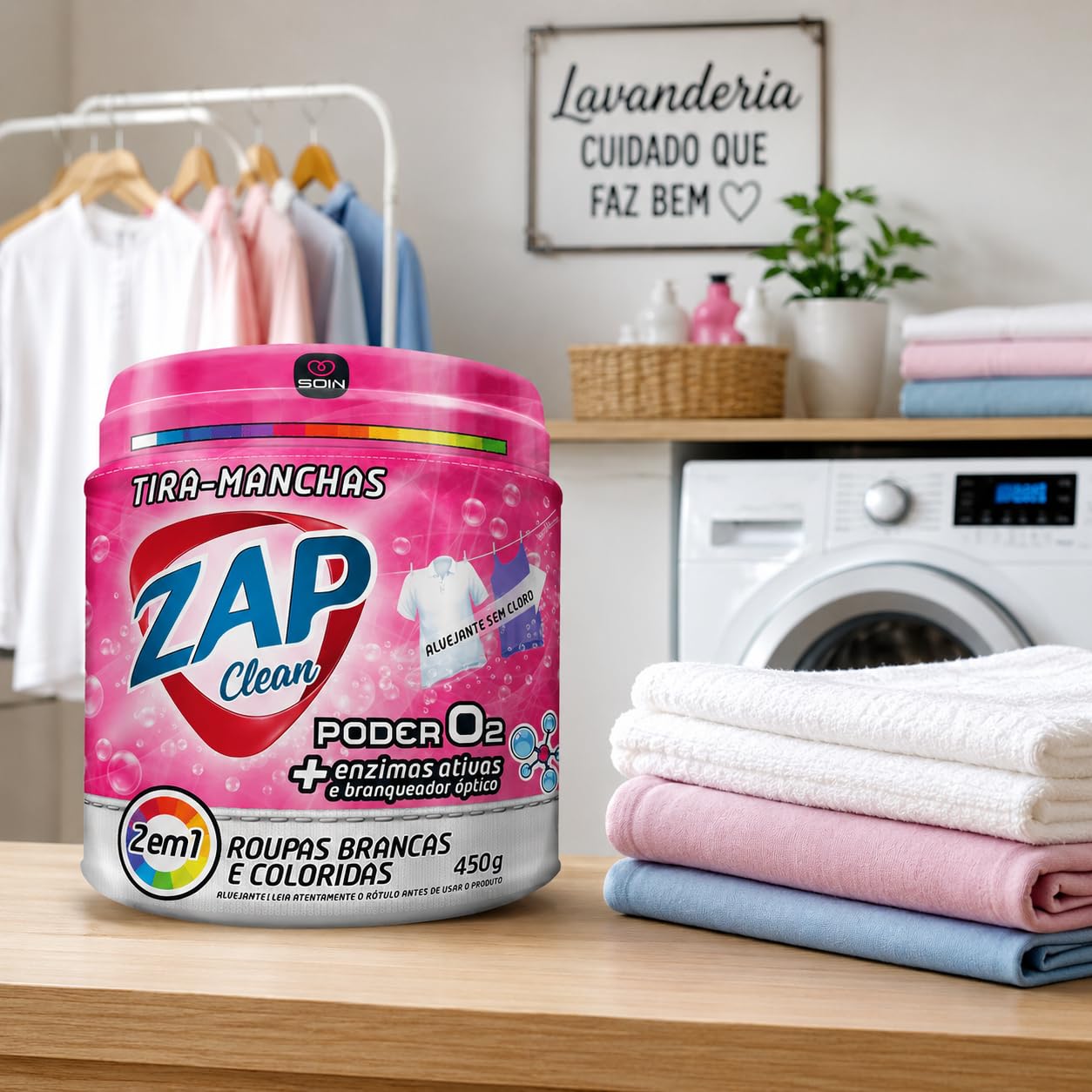 Tira Manchas Poder O2 Zap Clean 450g - Roupas Brancas e Coloridas