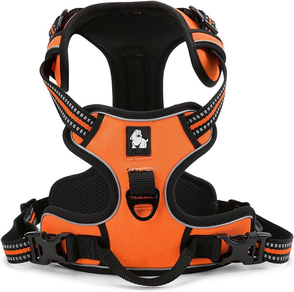 fiE FIT INTO EVERYWAY Range Of Front Side No Pull Dog Harness Outdoor Adventure 3M Reflective Pet Vest with Handle Adjustable Protective Nylon Walking Pet Harness Orange XL