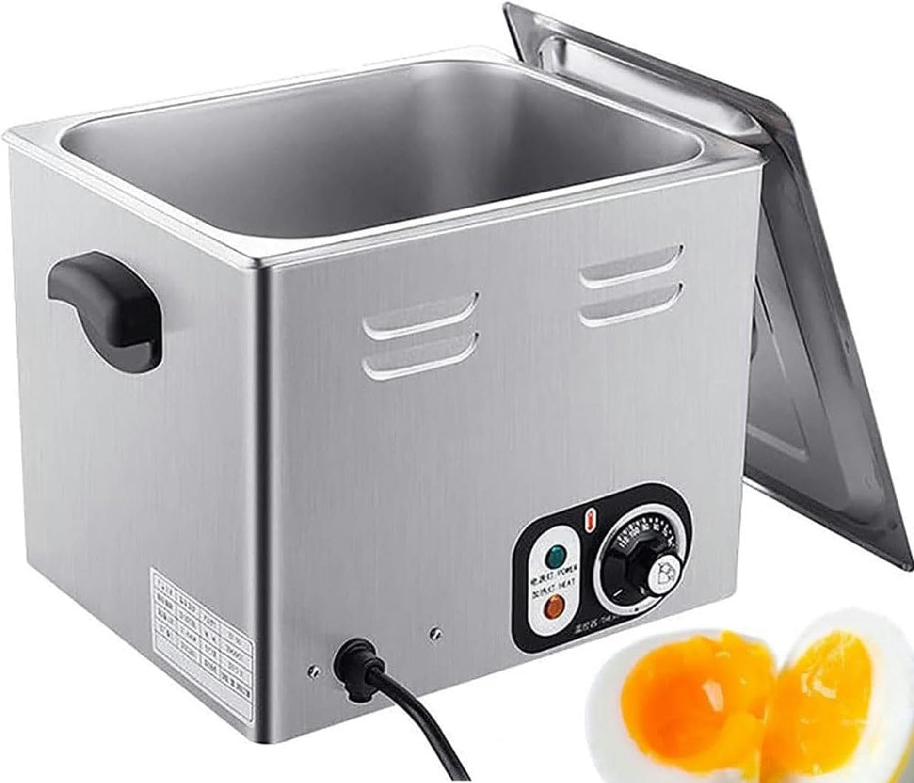 Cocedor de huevos comercial de 2600 W, cocina fácilmente 60 huevos con agua caliente, cocedor de huevos eléctrico, máquina inteligente automática para huevos medio cocidos y huevos pasados por agua,