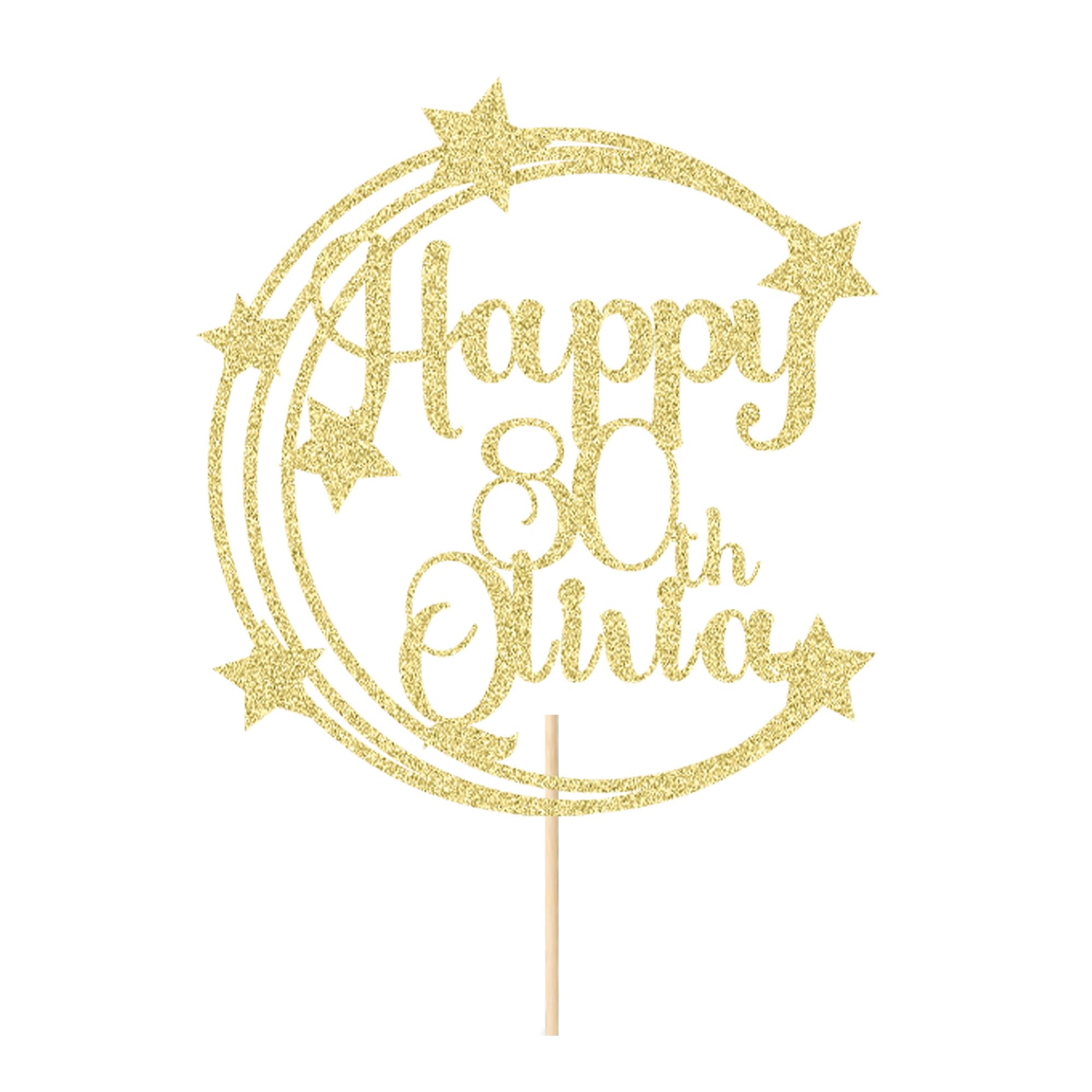 Personalised Happy Birthday Cake Topper Birthday Cake Toppers Gifts Cake Decorations Custom Glitter Cake Topper with Any Name & Age for Women Men Kids Son for 18th 21st 30th 40th(Champagne Gold)