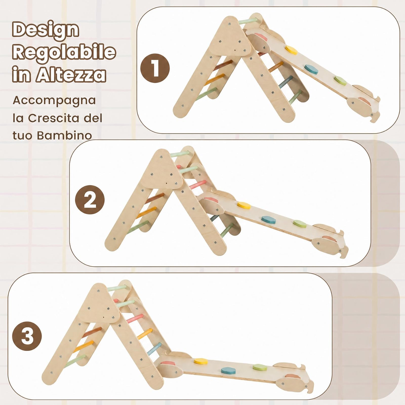 RELAX4LIFE Set da Arrampicata per Bambini, Triangoli con Arco (Colorato)