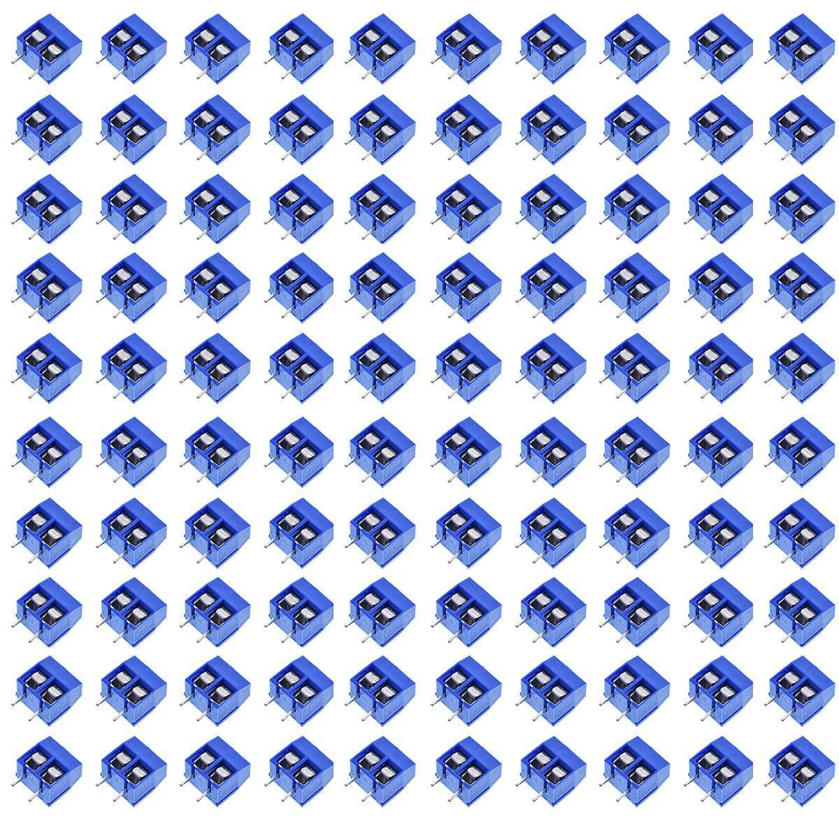 Littimoon 100Pcs KF301-2P 2 Pin Terminal Connector 5mm Pitch 15A 300V Spliceable