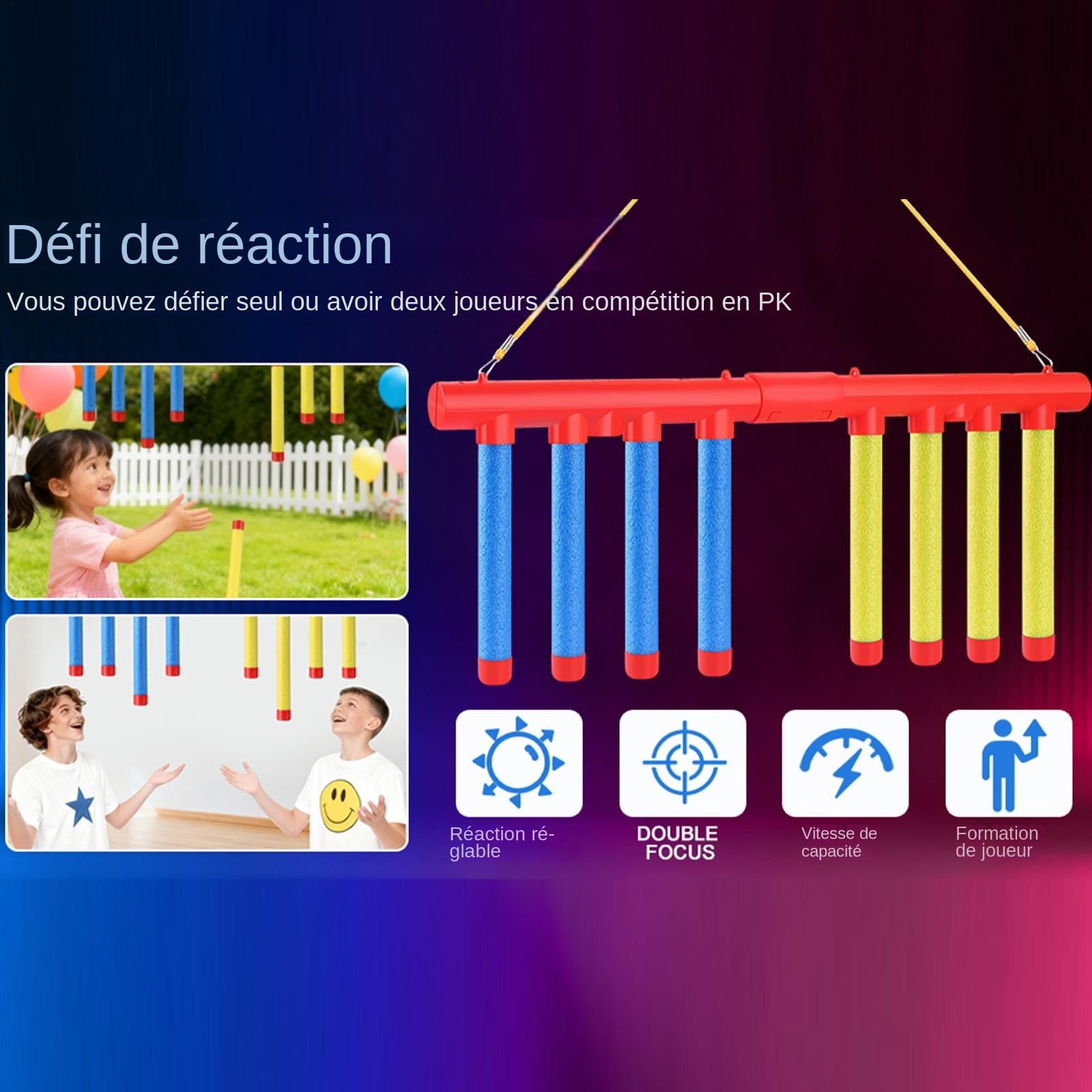 Jeux De Reflexe 3 Vitesses Réglables, Drop Stick Reflex Challenge Game, Hand Speed Challenge Game pour Enfant Et Adultes