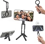 ULANZI MA60 Magnetic Phone Tripod Stand for iPhone - Aluminium Smartphone Mini Tripod Pocket Cell Phone Stand N52 Strong Magnet Quick Mount Compatible with iPhone17 16 15 14 13 12 Series, Black