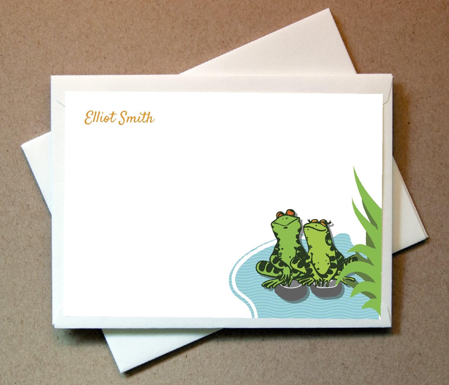 Personalized Frog Note Cards (40 Non-foldover Cards and Blank Envelopes)
