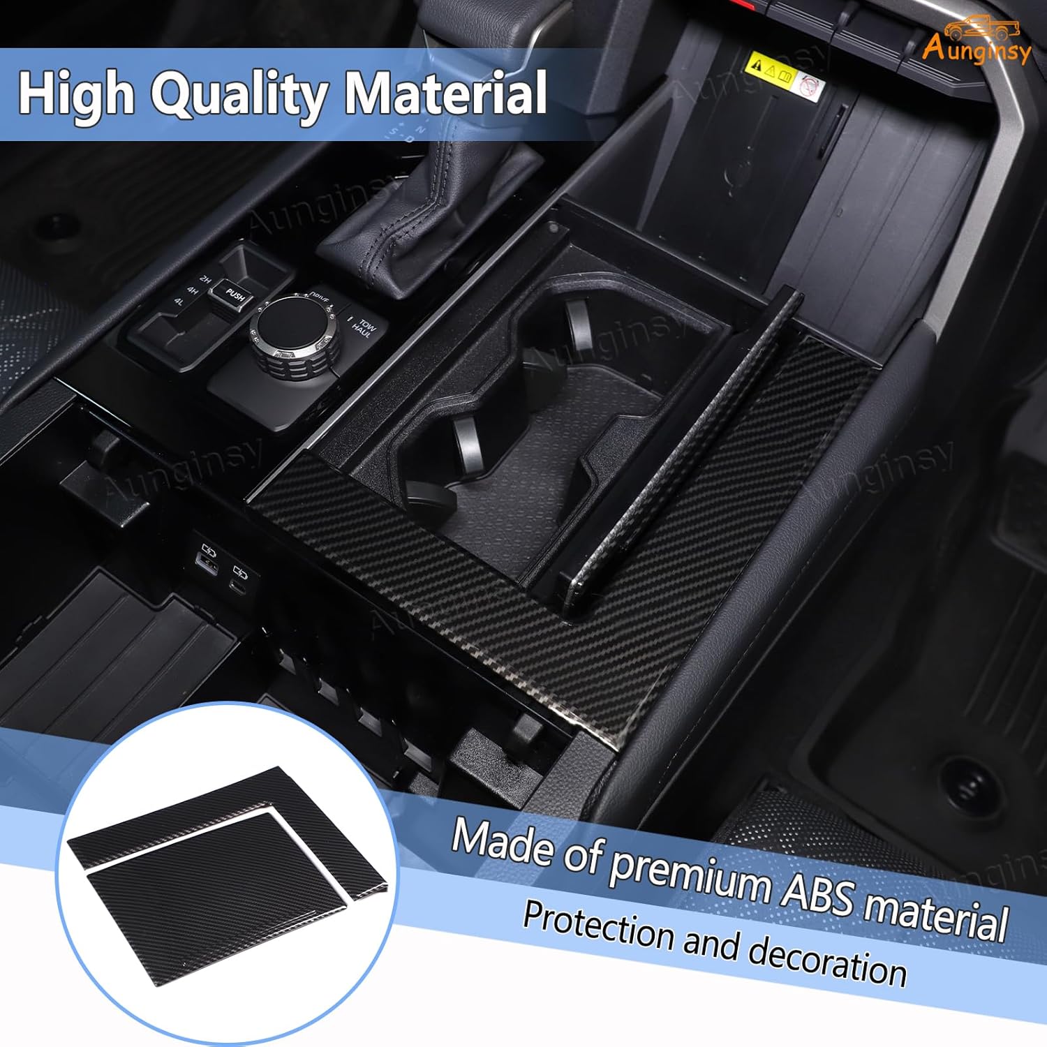 Aunginsy Car Center Console Cup Holder Panel Trim Cover Compatible with Toyota Tundra/Sequoia 2022-2026, Inner Central Control Water Cup Holder Panel Molding Decor Cover Accessories High Configuration