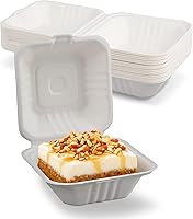 Vista 1 de MT Products White Cake Slice Contenedor de 6 x 6 x 3 pulgadas, contenedor desechable para alimentos, paquete de 30