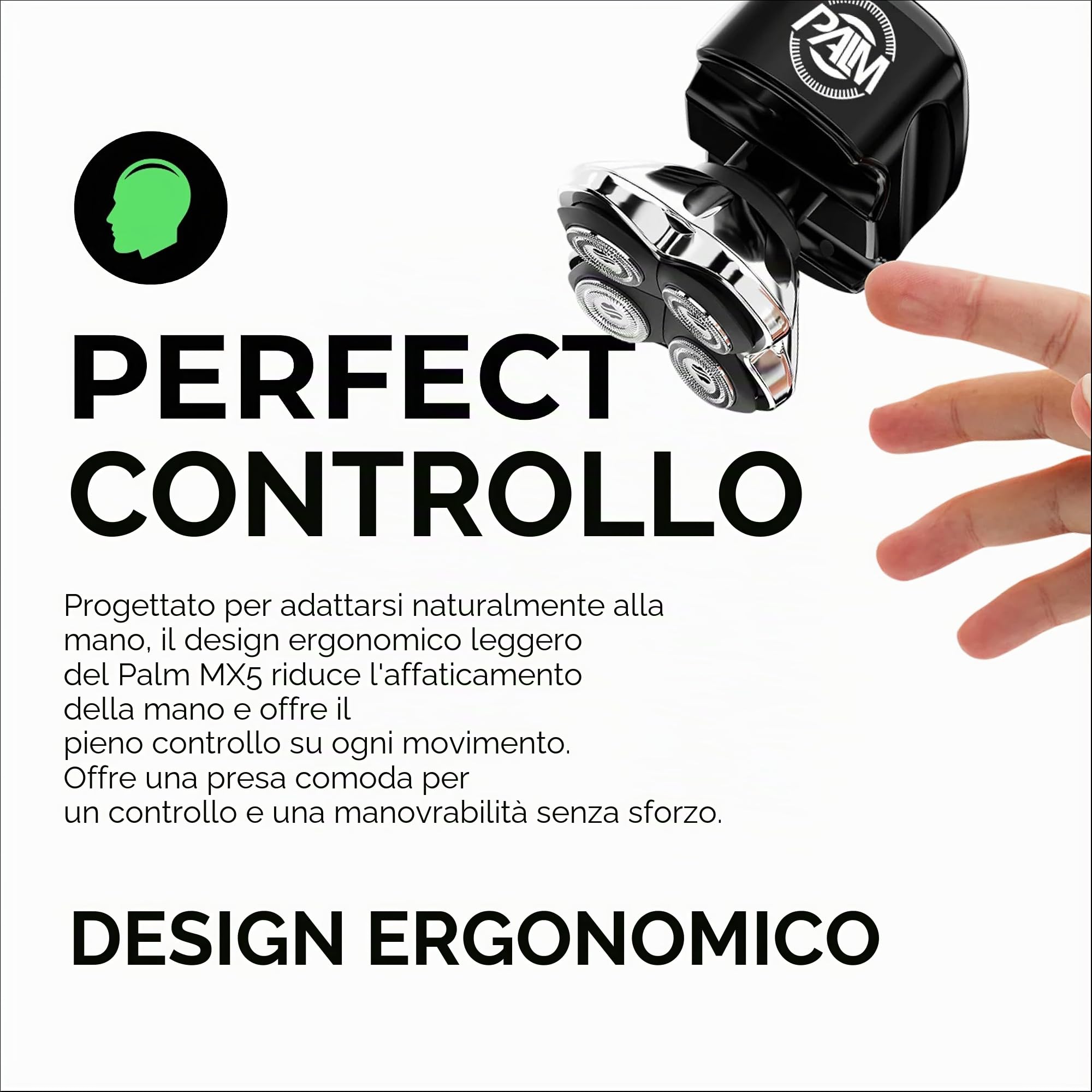 Skull Shaver Palm Pro MX5, Rasoio - Lama Carver 4 Head Pro, Senza Fili, Ricaricabile, per uso sotto la Doccia e a Secco, Display LCD, Ricarica USB | Lama Carver 4 Head Pro, Senza Fili, Ricaricabile, per uso sotto la Doccia e a Secco, Display LCD, Ricarica