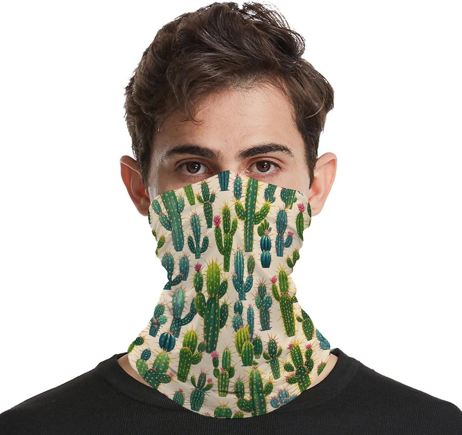 Cactus Pattern Neck Gaiter Bandana Windproof Breathable Face Mask Cover Face Cover Cold Weather Gator Scarf Winter Neck Warmer Gaiter Half Balaclava Scarf Mask for Men Women