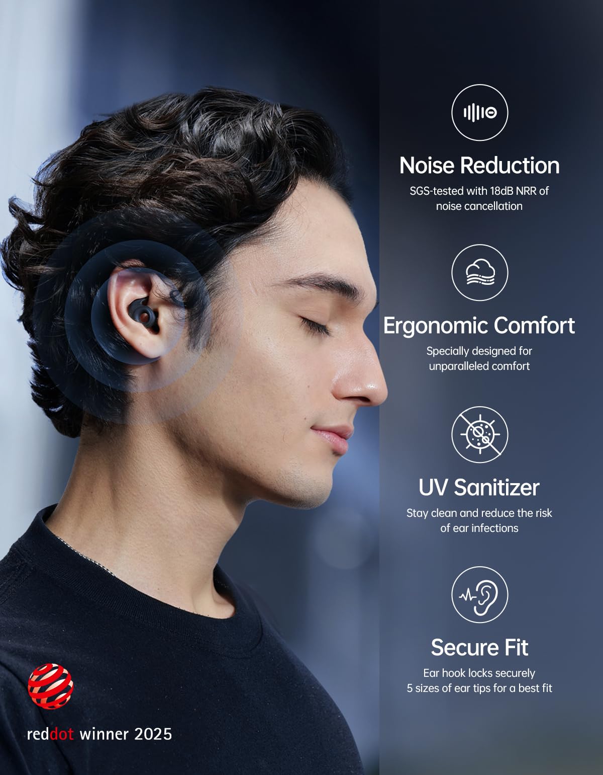 Welove - Tapones para los oídos ultra cómodos con el primer desinfectante UV, tapones reutilizables para dormir, concentrarse, viajar y sensibilidad al ruido, protección auditiva, ajuste