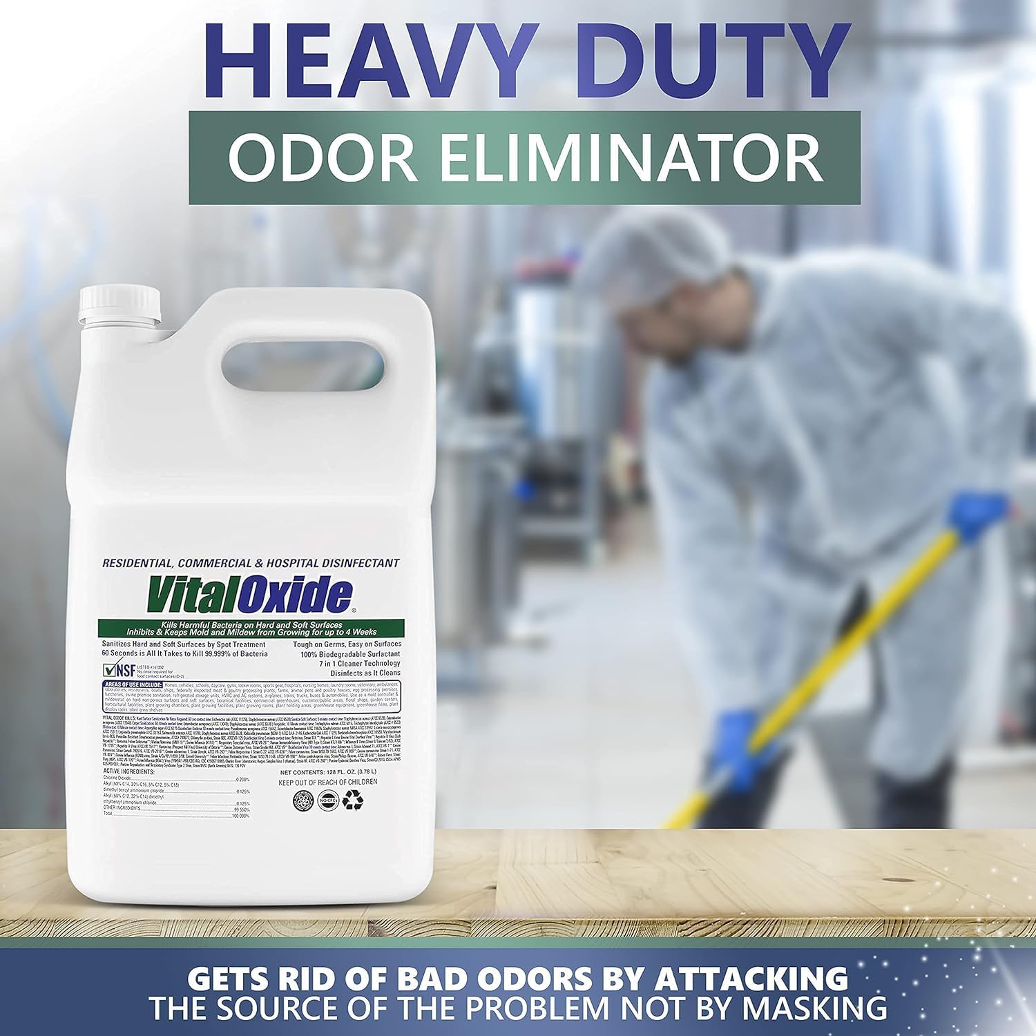 Vital Oxide Disinfectant, Deodorizer, Cleaner, Food-Contact Sanitizer, Virucide – EPA Registered – Kills Mold & Mildew, Eliminates Odors-4 Gallons