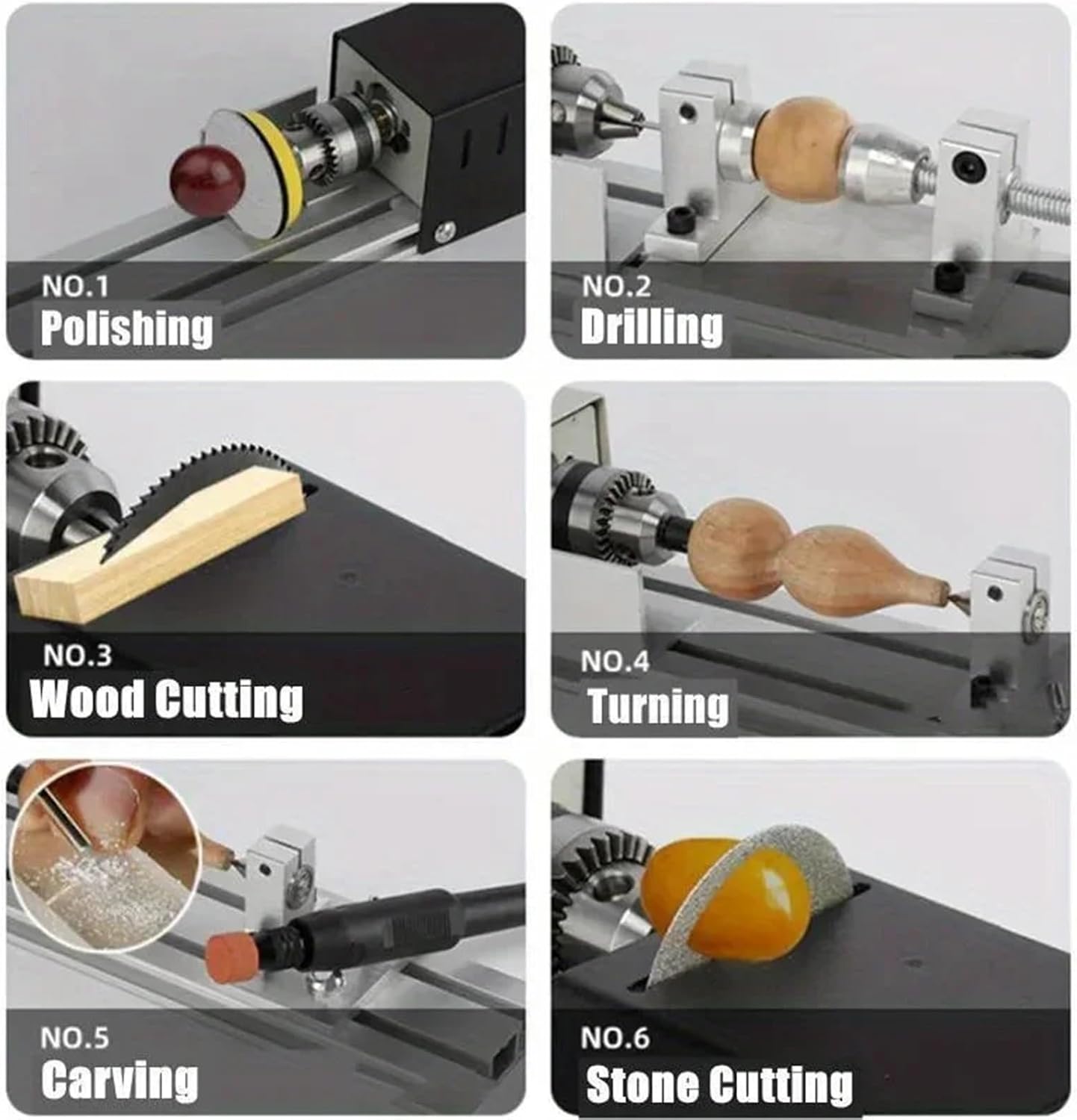 Milling machines, Mini Lathe Machine Tool, Woodworking DIY Wood Lathe Milling Machine Grinding Polishing Beads Drill Rotary Tool Set(Basic A)