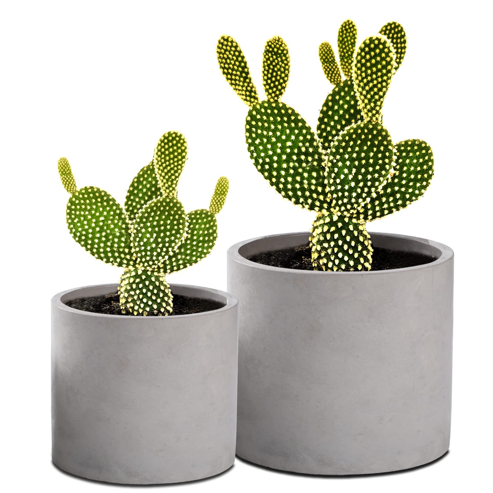 Ekirlin Planters for Indoor Plants, 3.5/4 Inch Plant Pots with Drainage Holes, Removable Rubber Stopper, Non-Slip Soft Pad - Grey Cement Concrete