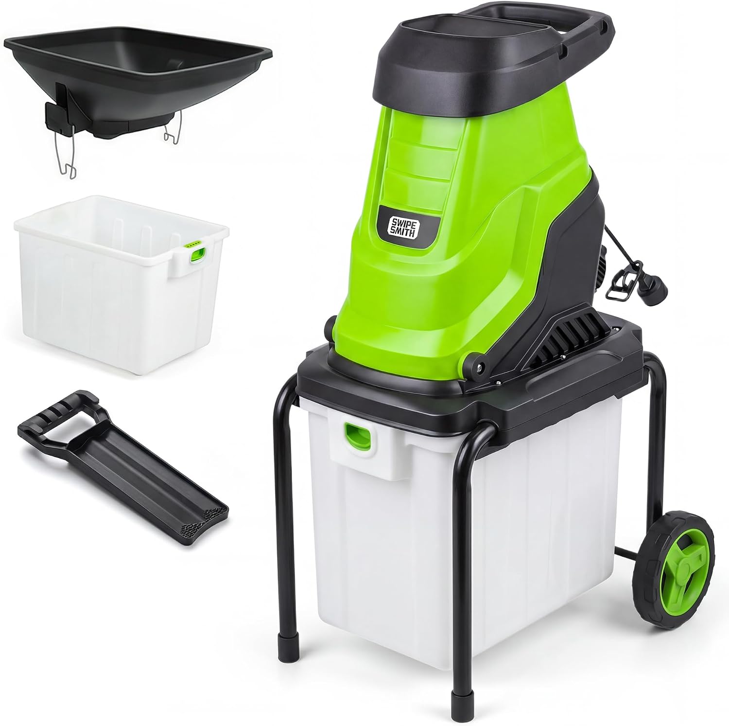 Wood Chipper, 15-Amp 1.8" Cutting Diameter Electric Wood Chipper & Shredder with 50L Collection Bag, Efficient Mulcher for Easy Clean up Ideal for Yard Waste and Branches