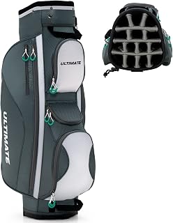 Tangkula Golf Cart Bag with 14 Way Top Dividers, Lightweight Golf Cart Bag with Shoulder Strap, 7 Zippered Pocket, Cooler Bag & Valuable Pocket, Portable Golf Club Bag with Rain Hood/Dust Cover