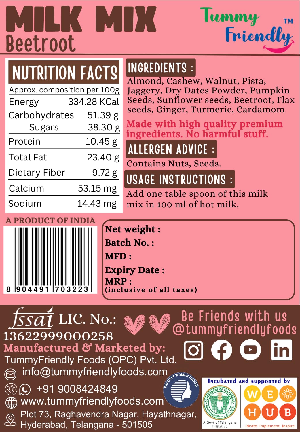 Tummy Friendly Beetroot Milk Mix for kids. Made of organic nuts, seeds, healthy milk mix for toddlers, 1 year, 2 year old baby and elder kids. Health drink for kids. kids milk powder mix-200g Tummy Friendly Beetroot Milk Mix for kids. Made of organic nuts, seeds, healthy milk mix for toddlers, 1 year, 2 year old baby and elder kids. Health drink for kids. kids milk powder mix-200g