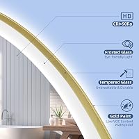 STARLEAD 80cm Arany Fürdőszobai Tükör LED Világítással Bluetooth Hangszóróval 6