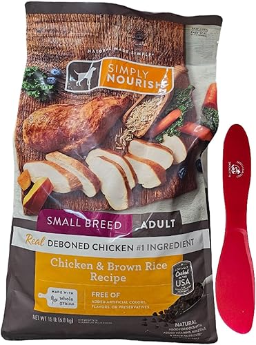 SIMPLY NOURISH Alimento seco para perros adultos de raza pequeña, pollo y arroz integral, 15 libras y especiales Cosas espátula mezcladora