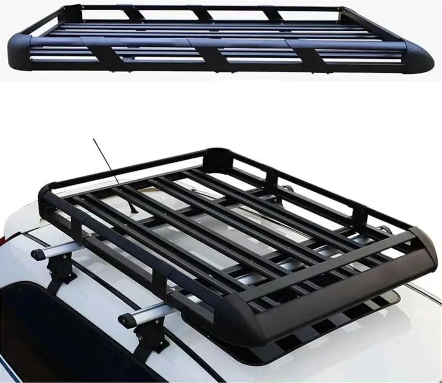 Compatible for Thule 140x100 CM Roof Rack Basket, Double Aluminum Luggage Carrier for Various Vehicle Models(Package B)