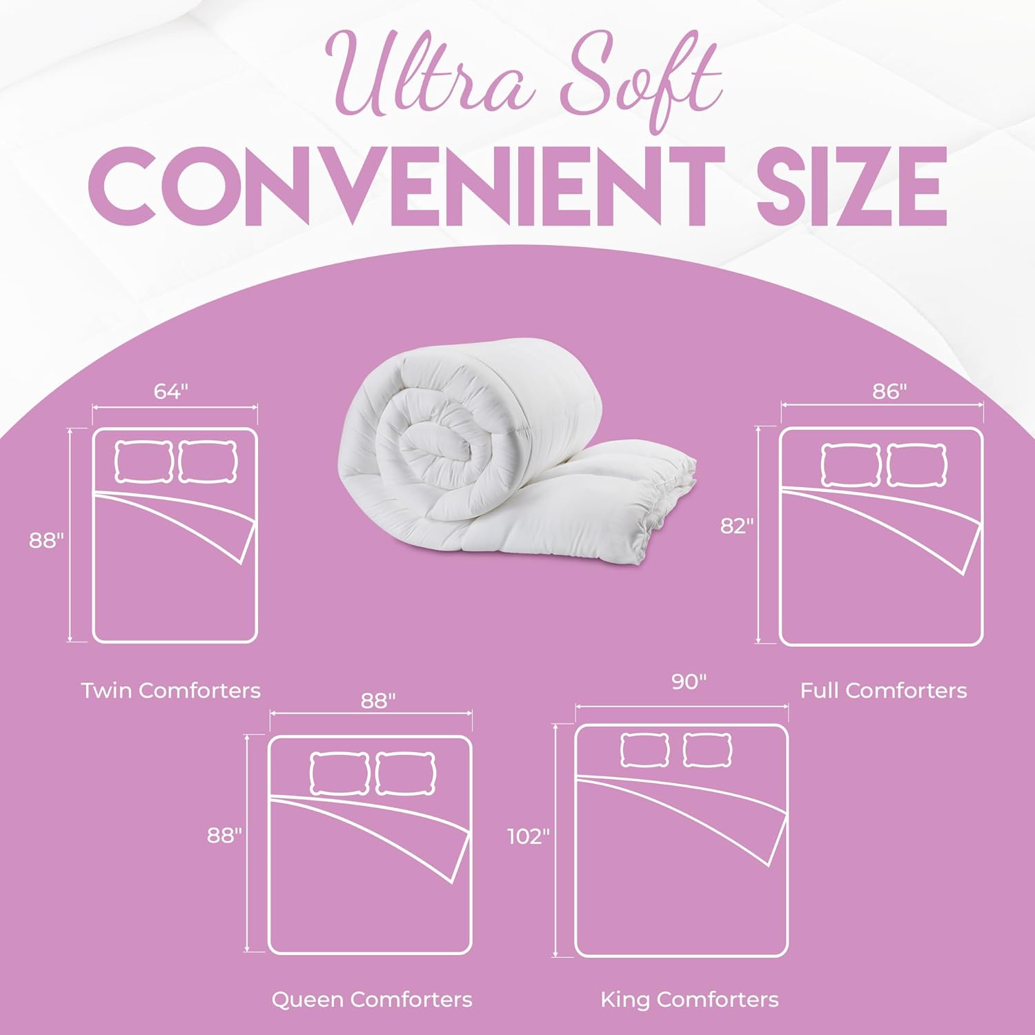 Threads+ Twin Comforter, 88"x88", 250 GSM Fill, Ultra-Soft, Lightweight, Plush, All-Season Bedding, Box-Stitched, Wrinkle-Resistant (1 Pack, White) Brand: Threads Plus