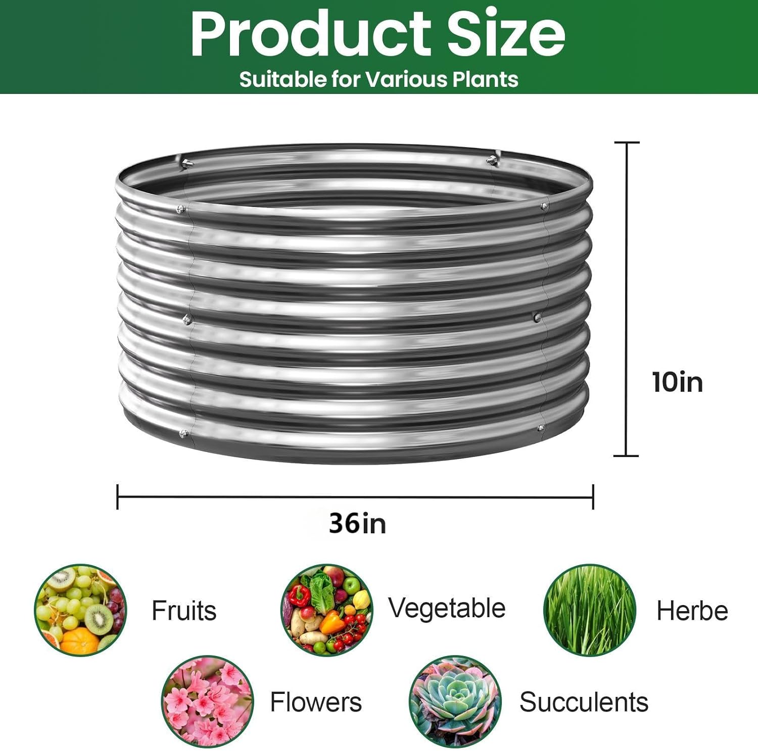 4 Pack 3x3ft Round Galvanized Raised Garden Bed Outdoor, Metal Garden Bed for Vegetables, Above Ground Garden Box for Flower, Steel Raised Beds for Gardening - 3ftx3ftx10inch