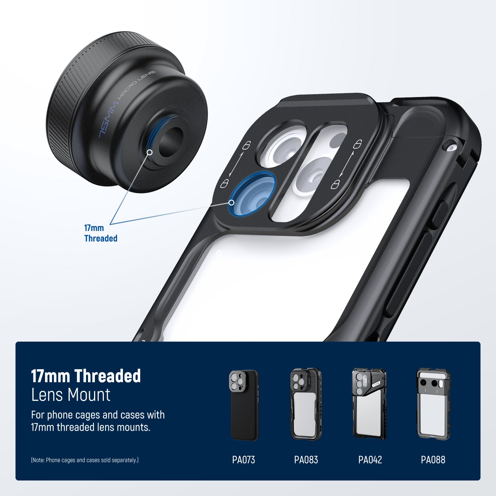 NEEWER Obiektyw aparatu makro 75 mm z gwintem 17 mm, powiększenie 3x, 5 elementów w 5 grupach do tylnej płyty, klatki na telefon, etui kompatybilne z iPhone Samsung Android, LS-73