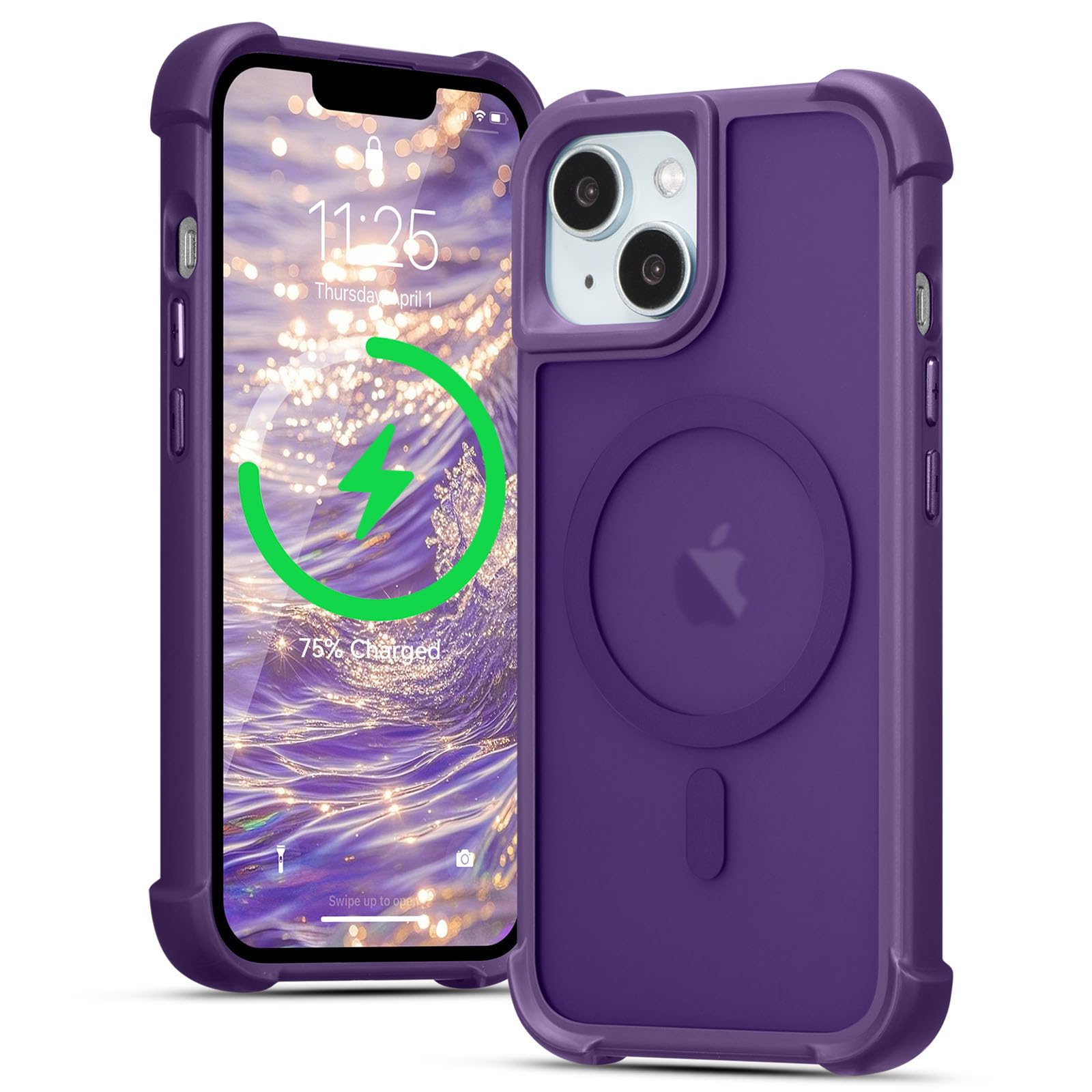 Coque iPhone 15 Plus et 14 Plus violette compatible MagSafe antichoc violet mat - 8