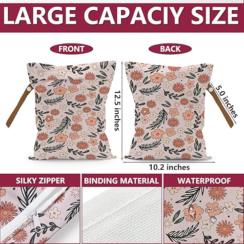 Miniatura 2 de Bolsa húmeda floral reutilizable para viajes, playa, piscina, gimnasio, baño, bolsa impermeable para trajes de baño, tela de gimnasio sucia,