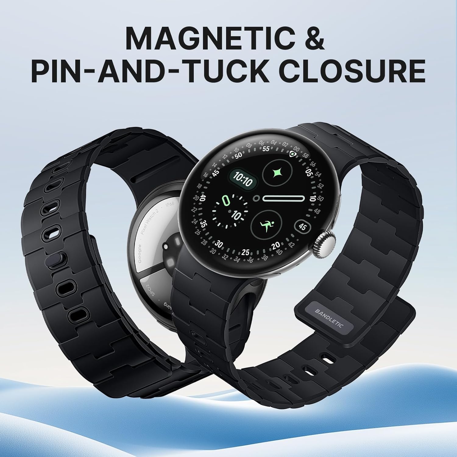 Bandletic Magnetic Silicone Bands Compatible with Google Pixel Watch 4/3/2/1 41mm for Women and Men, Rugged Soft Sport Strap Replacement Wristband