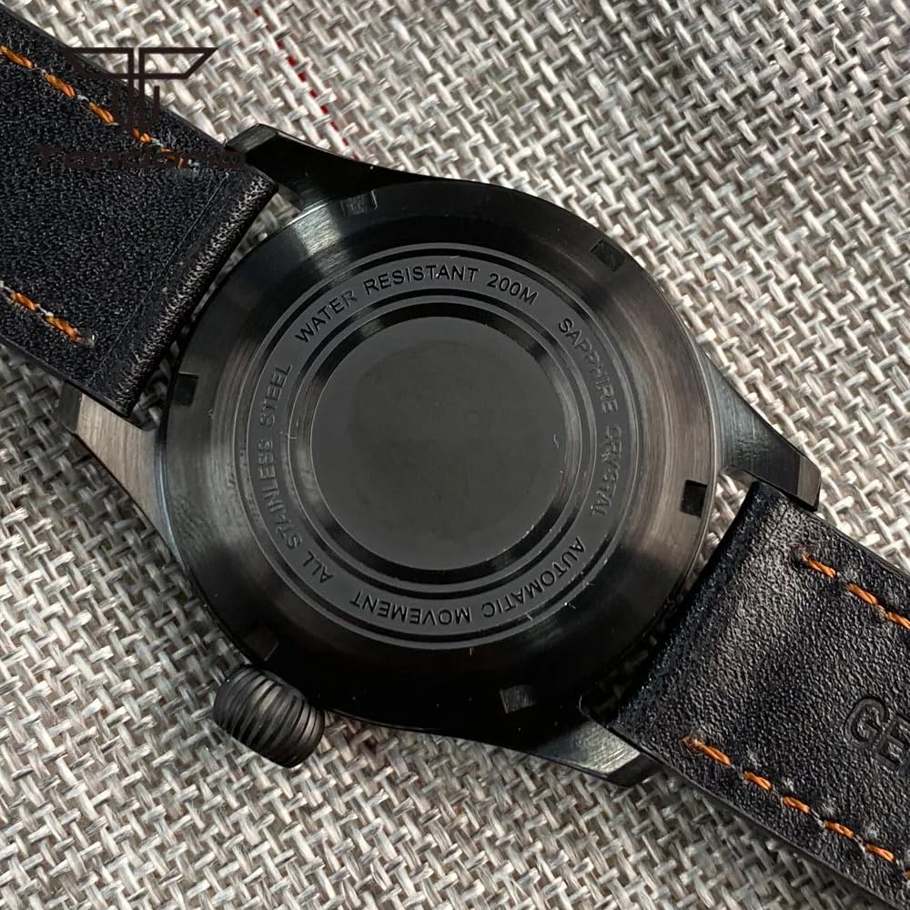 39 mm NH35 automatyczny mechaniczny czarny pilot męskie zegarki ze stali nierdzewnej niebieski zielony czarny cyferblat sportowy wodoodporny zegarek
