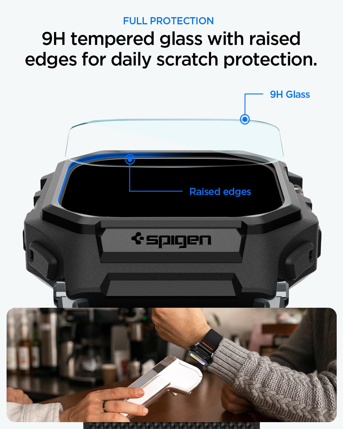 Spigen Lite Fit Pro Hülle mit Armband und gehärtetem Glas Displayschutz kompatibel mit Apple Watch Ultra 3/2/1 49mm - Matt Schwarz