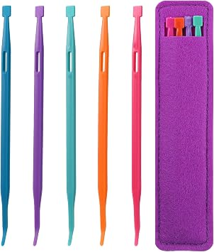 5Pcs that Purple Thang Sewing Tools, 5 Colors Plastic Sewing Tool Threader, Multifunctional Sewing Accessories, Quilting Supplies with Felt Storage Bag for Sewing Kit Craft Projects Use