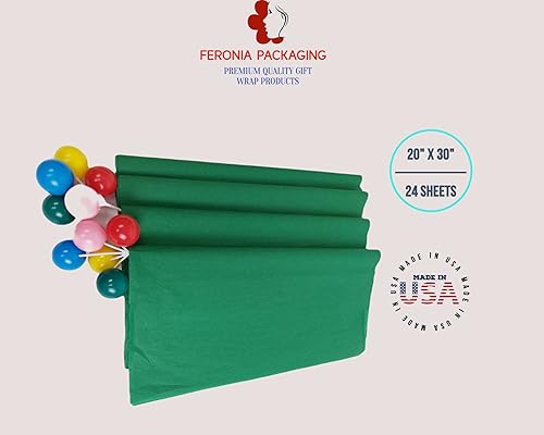 Miniatura 7 de Cuadrados de papel de seda verde esmeralda, 24 hojas a granel, papel de regalo premium y suministros de arte para cumpleaños, vacaciones o regalos