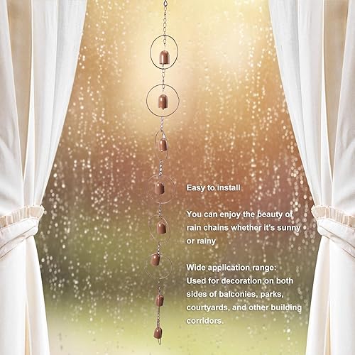 Miniatura 2 de Cadena de lluvia colgante, mano de obra fina de regalo, exquisita lluvia colgante de metal en forma de campana para balcones