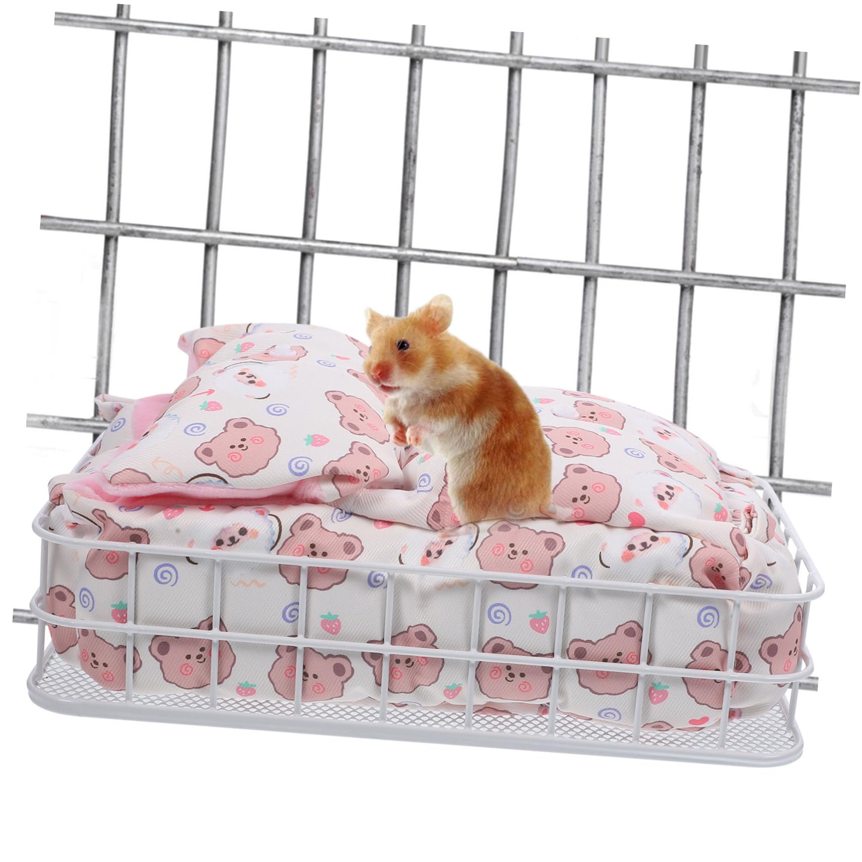 Hamster Hängematte aus Metall und Baumwolle für Kleine Haustiere Warmes Schlafbett mit Dicker Konstruktion als Rückzugsort im Winterkäfig