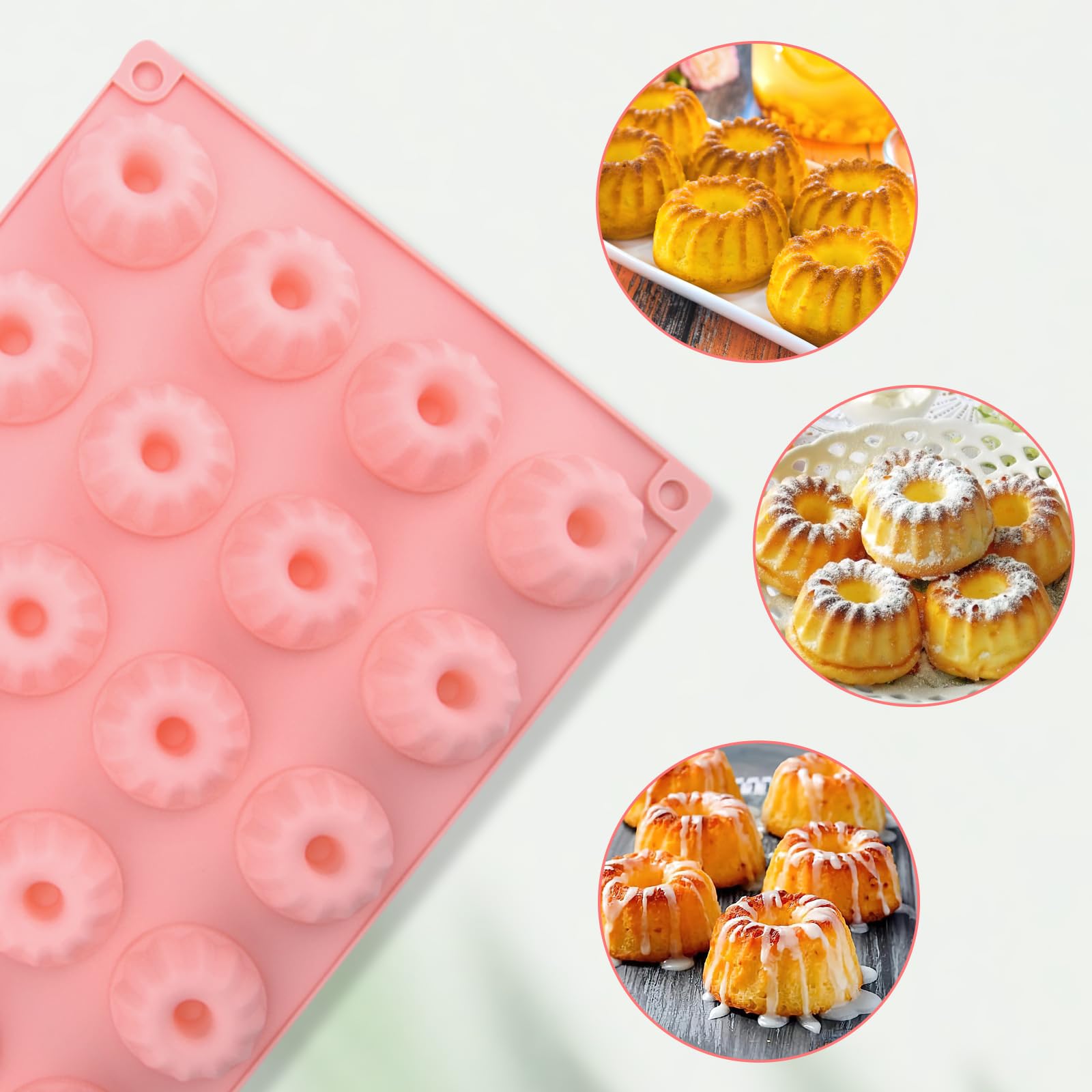 GIRAFEDA Mini Gugelhupfform Silikon 2er Set - Backform Für Muffins & Desserts