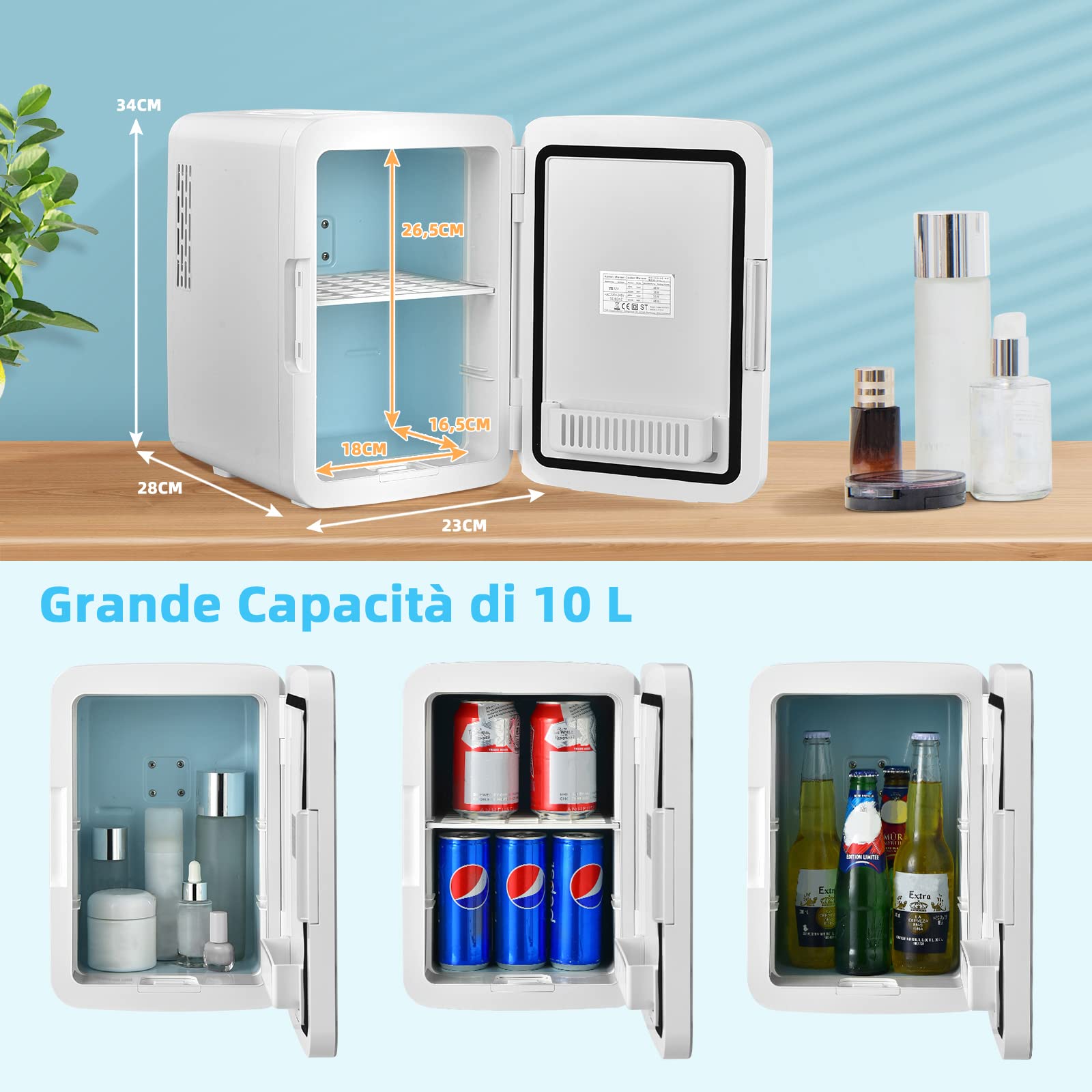 GBLY Frigorifero Piccolo Mini Frigo 6L - Frigoriferi Piccoli 12V 230V Funziona Silenziosamente Con Specchioilluminazione A Led Frigorifero Per Lauto Rosa 87593716