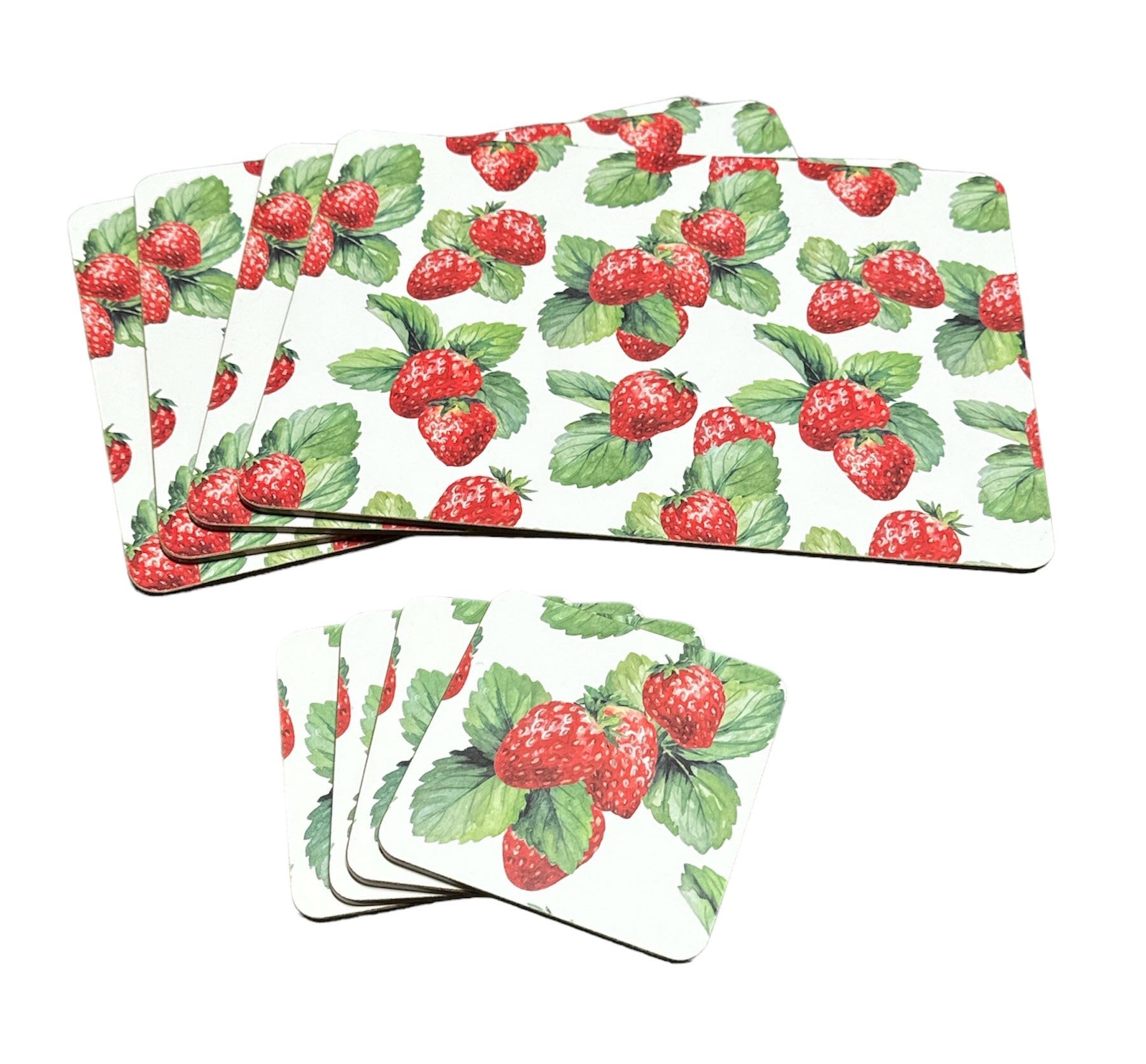 Tamersgifts Strawberry Placemat And Coaster Set Sets Of 4 Placemats With 4 Matching Coasters (Strawberry Placemat And Coaster Set)