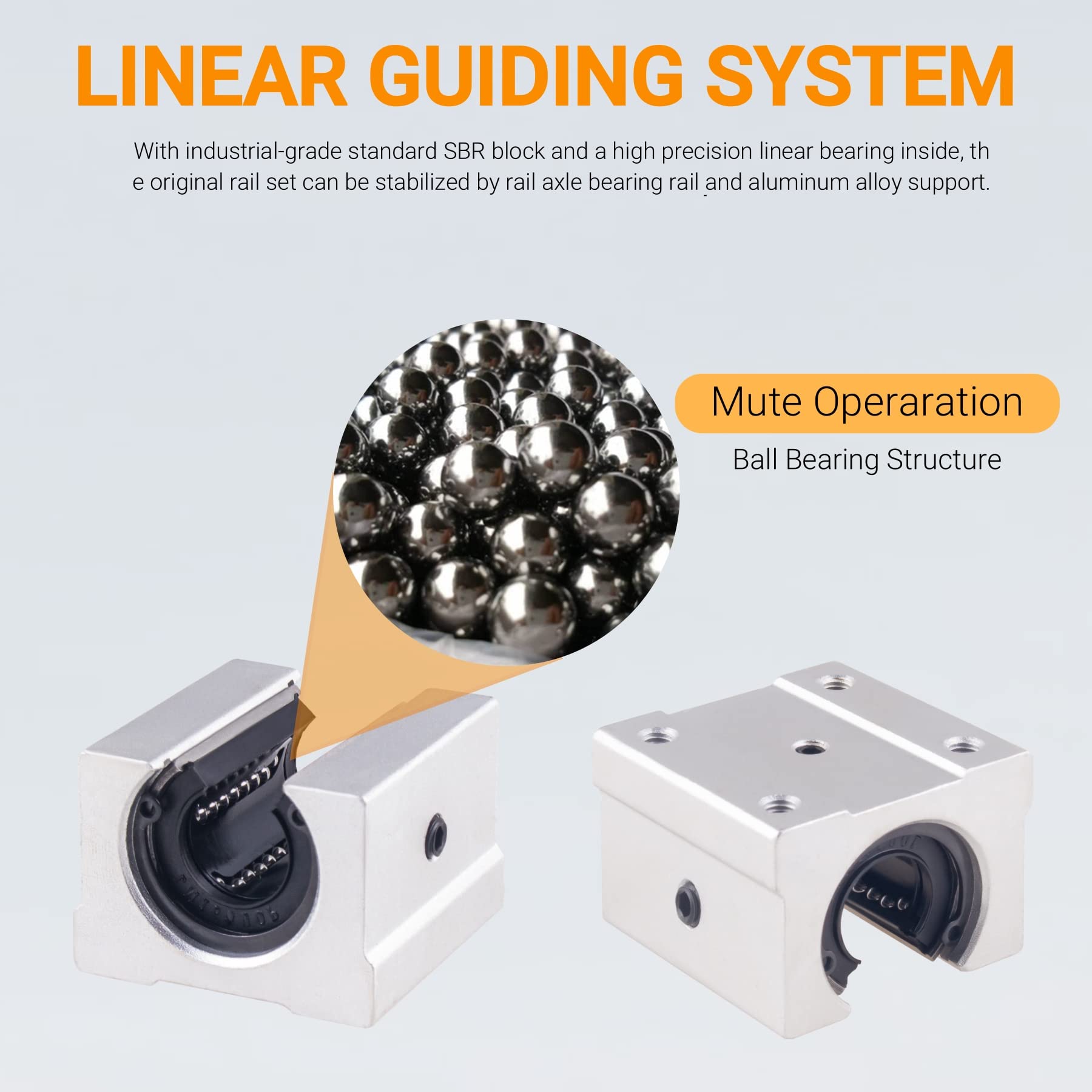 2 guías lineales SBR20-1500 mm, riel lineal + 4 bloques de rodamientos SBR20UU + 4 anillos de seguridad de 20 mm para impresoras 3D y máquinas CNC