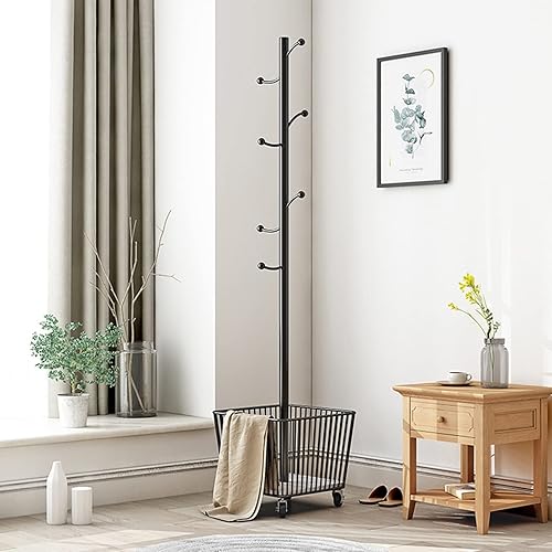 Miniatura 9 de LXBAMKEA Perchero para ropa, soporte para almacenamiento de ropa, organizador portátil para pasillo, entrada, dormitorio, armario, organizador