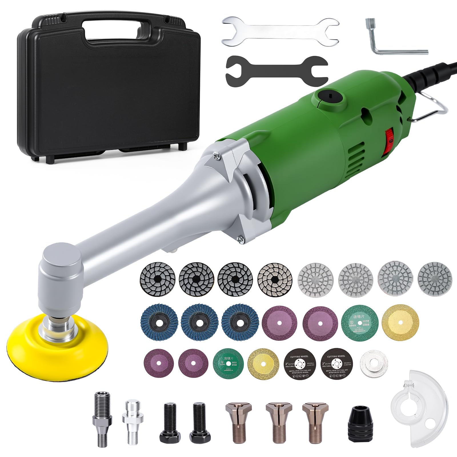 Outil De Restauration Des Joints De Carrelage 450W,Meuleuse Droite (vert) | Outil Rotatif Électrique Professionnelle avec 6 Vitesse Réglables, 16 000 tr/min, Pince 3mm, pour Meulage et Tronçonnage
