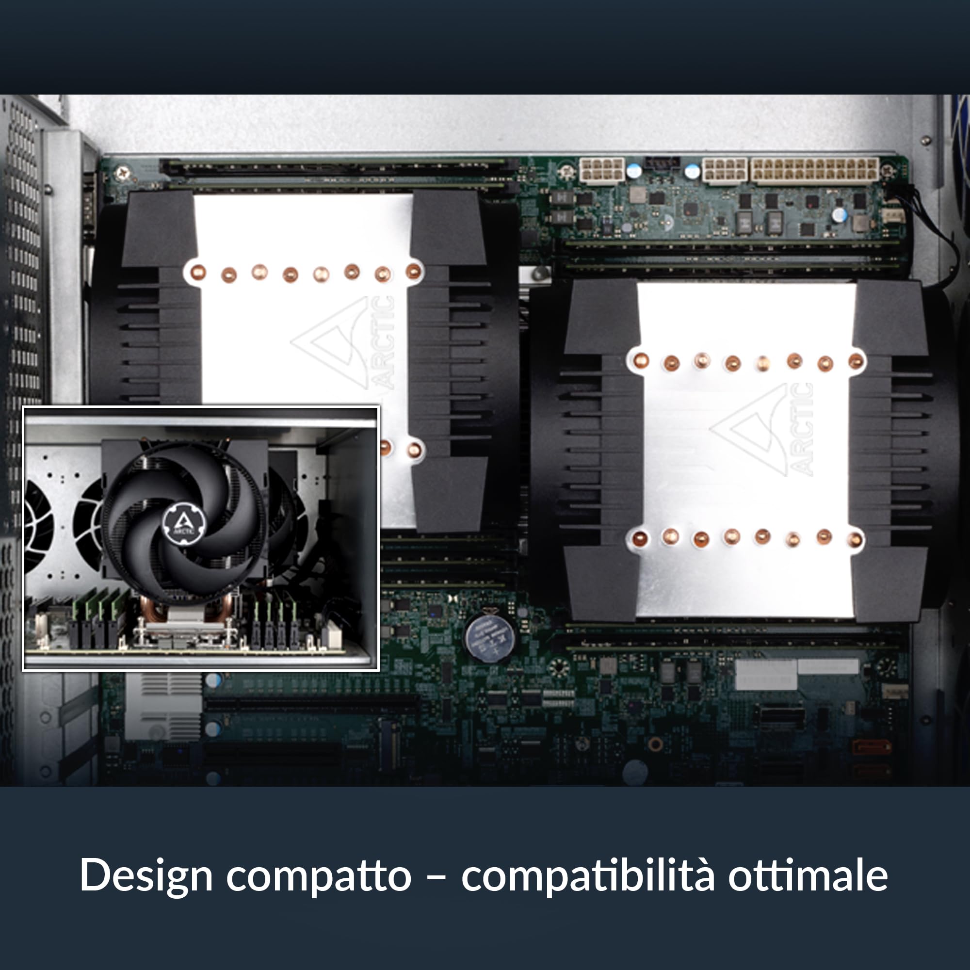 ARCTIC Freezer 4U-M per Ampere Altra, Altra Max; AMD: SP6, sTR5, SP3, TR4, sTRX4, sWRX8 e Intel: LGA4189, LGA4677-4U e UP, Dissipatore CPU, 2 ventole 20 mm, 400-2300 giri/min,ventola per Server/Rack