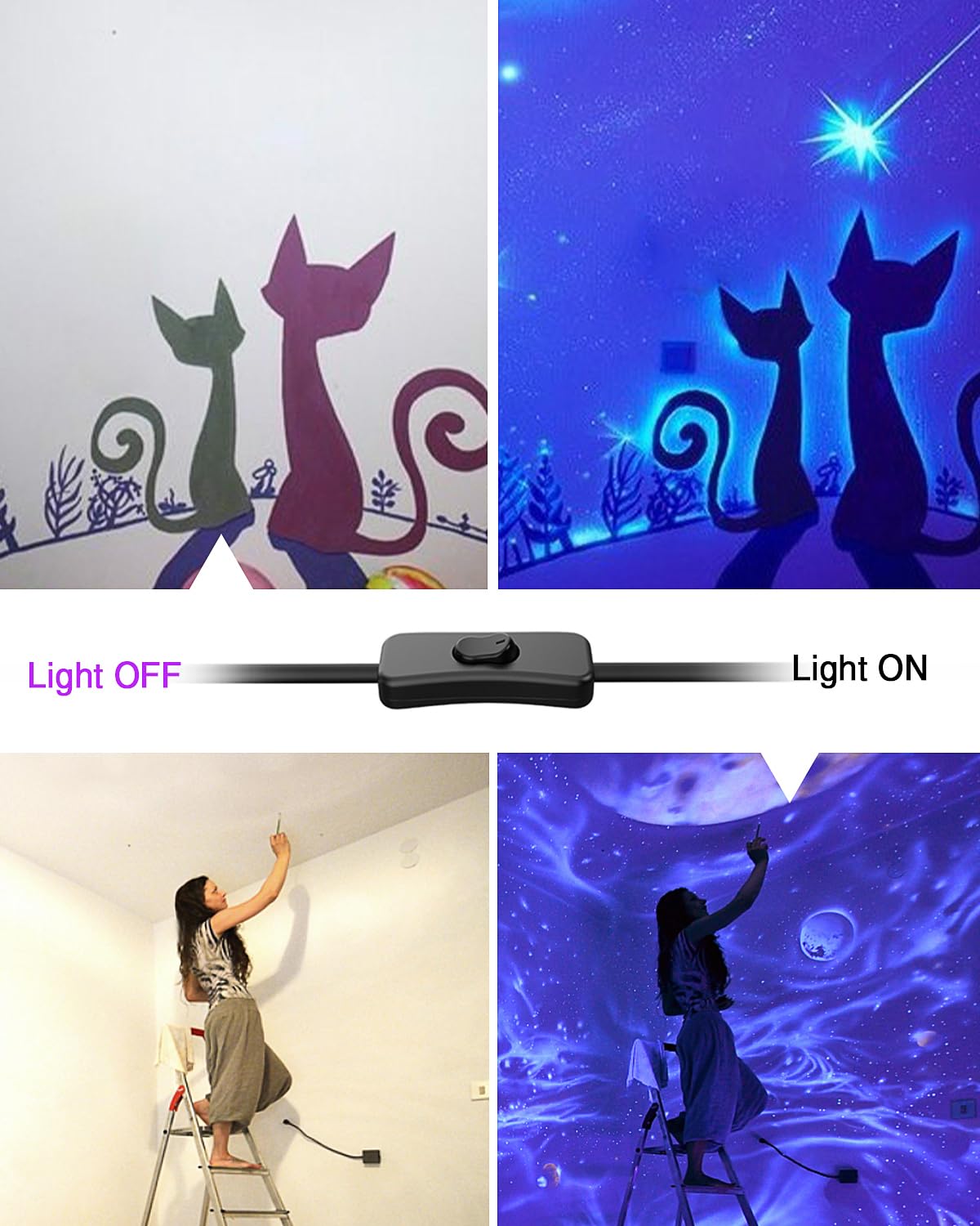 Onforu 27 W Luz LED UV Lámpara de Luz Negra (2 Pack), IP66 Impermeable Barra Ultravioleta Iluminación de Escenario con Interruptor, Cable de Alimentación de 1.5 M para Bar Discoteca DJ Navidad Fiesta