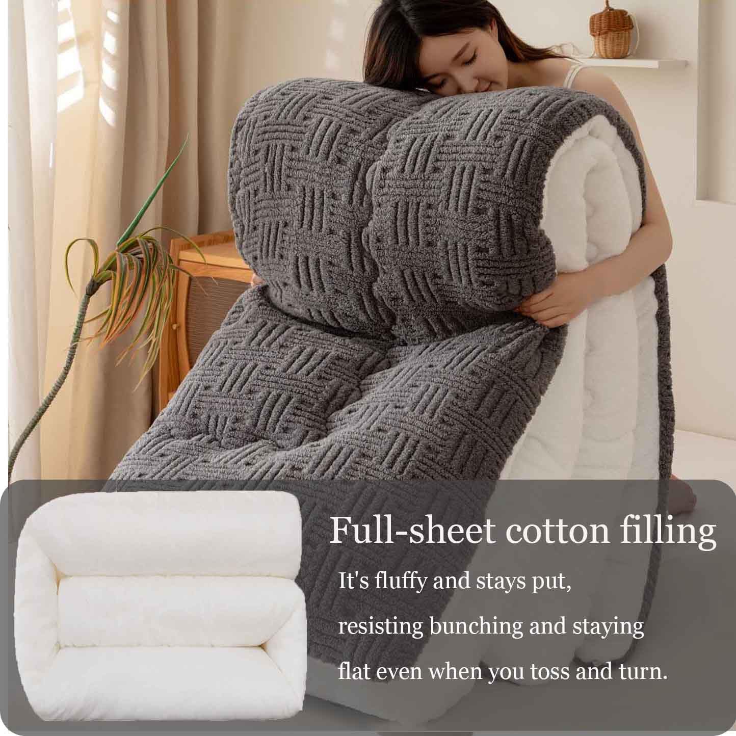Piumone Matrimoniale Invernale,Piumino Spesso con Nucleo Trapuntato Invernale,Trapunta Invernale in Velluto di Latte Caldo E Spesso,Coperta Addensare Fluffy Inverno(06,200x230cm/5kg)